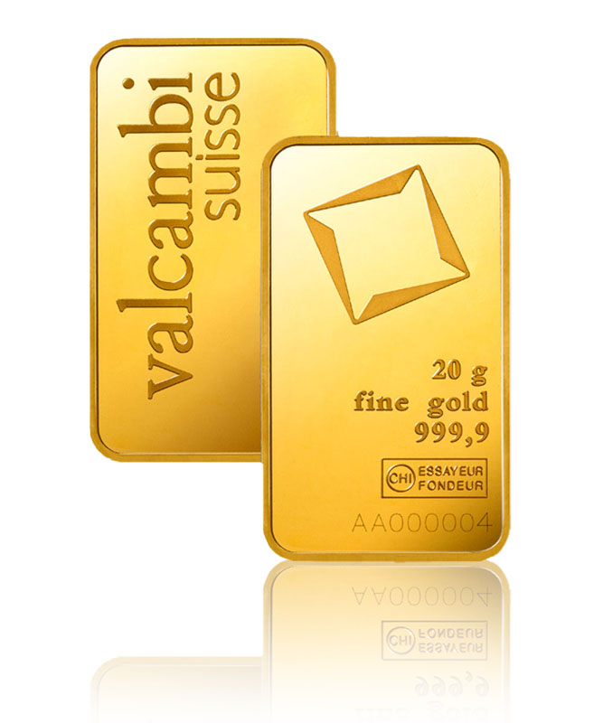 Valcambi Goldbarren 20g geprägt bei Goldreserven kaufen