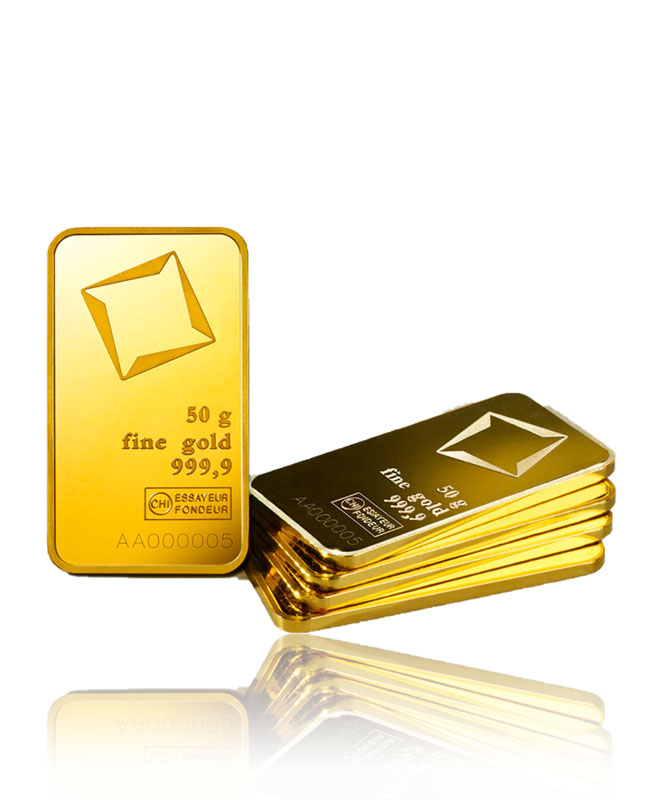Valcambi Goldbarren 50g geprägt bei Goldreserven kaufen